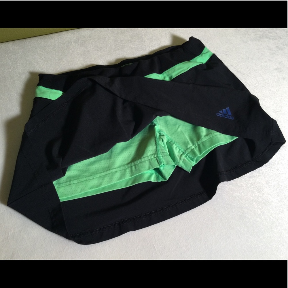 💚2xHP!💚 LIKE NEW Adidas | Climalite Skort Sport Skirt Black Neon - Picture 5 of 8